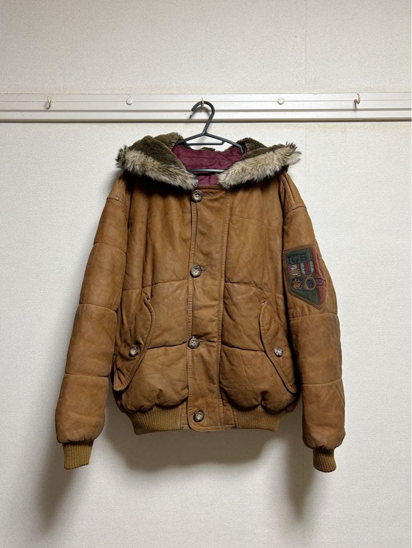 90s ICEBERG レザーボンバージャケット 中古・古着通販】ICEBERG (アイスバーグ) 80`s切替レザージャケット