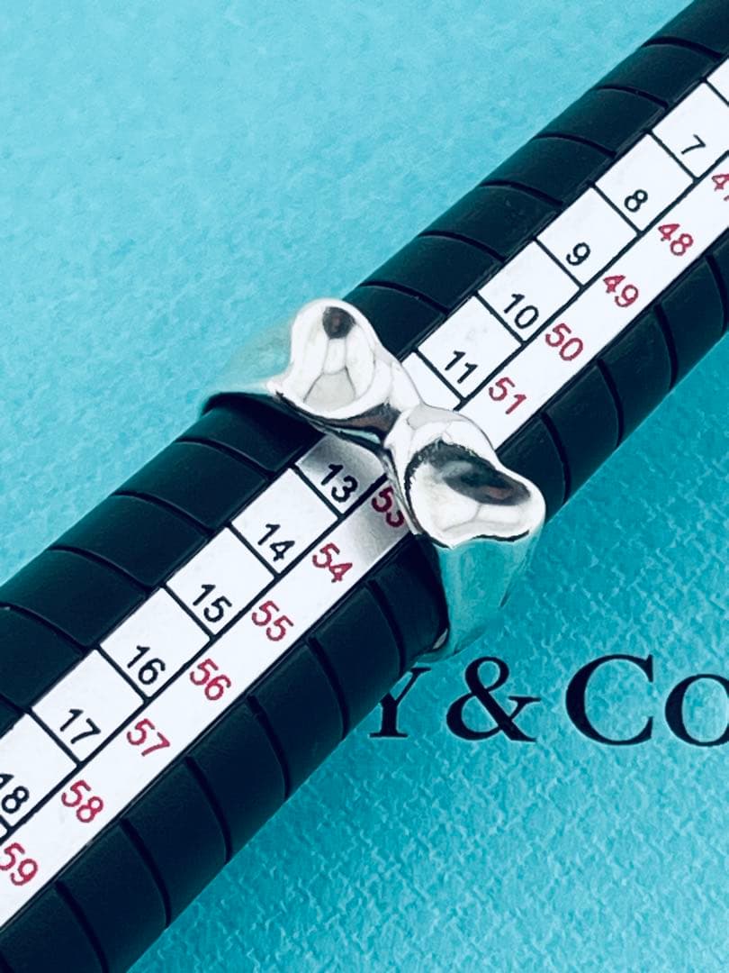 h090 希少 ティファニー カーブド ダブル フルハート リング 925