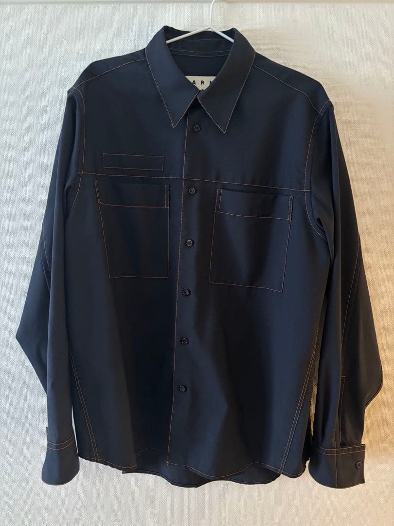 MARNI マルニ 46 トロピカルウールシャツ コントラストステッチ マルニ 長袖シャツ コントラストステッチシャツ メンズ SIZE 46 Marni