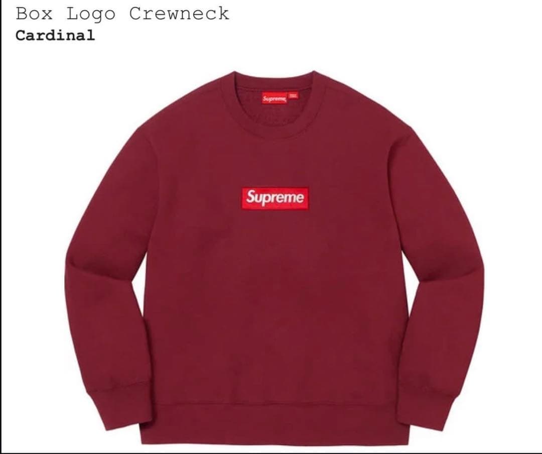 美品！Supreme Box Logo Crewneck Cardinal Supreme Box Logo Crewneck (Cardinal) Heavyweight crossgrain