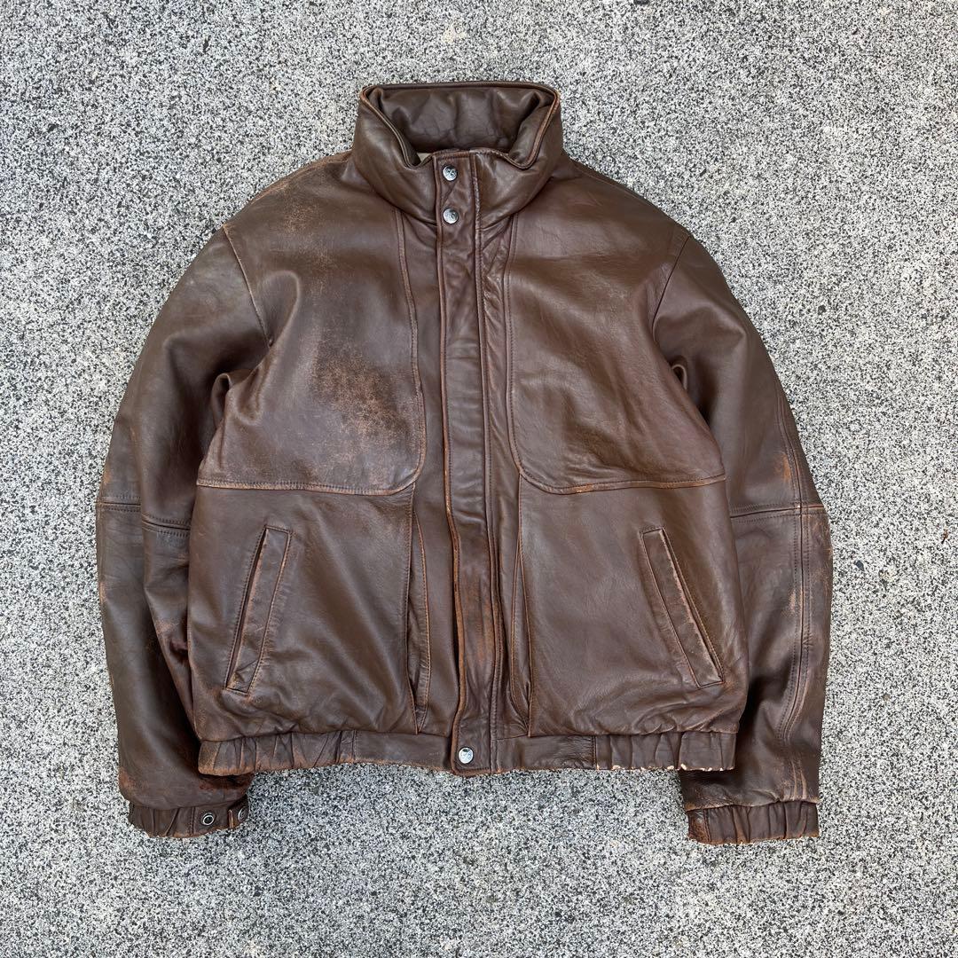 80s 90s エディーバウアー レザーダウンジャケット Eddie Bauer - メルカリ