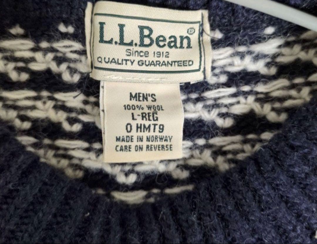 カ*ス様 定番　現行　L.L.BEAN バーズアイニット　セーター　ネイビー　ウ