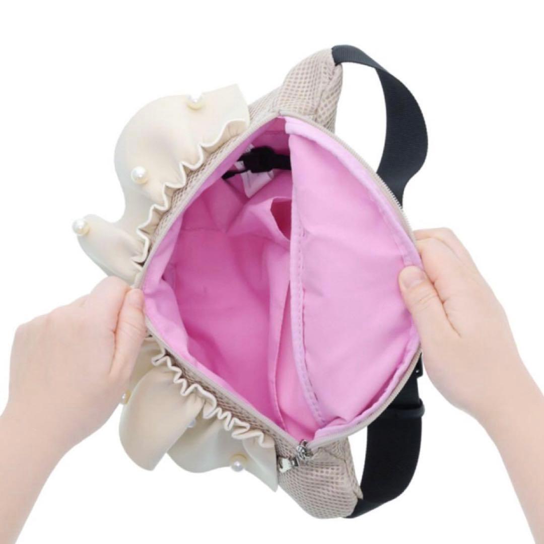 お買得価格】新品 &LOVE パールビジューのメッシュふりるBODYバッグ