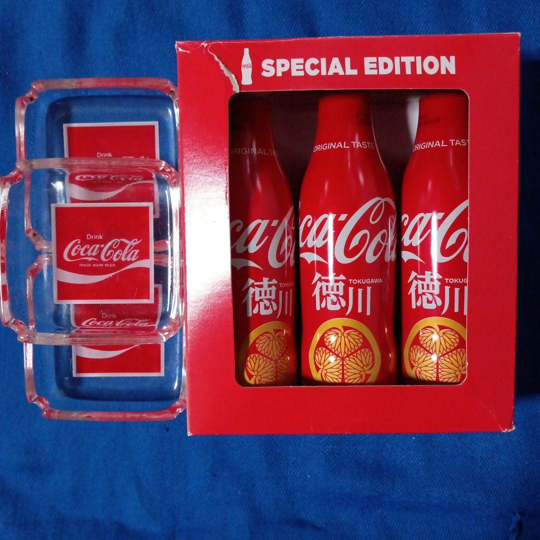 ◇コカ•コーラ 限定ボトル 徳川デザイン◇レトロ 灰皿 ガラス