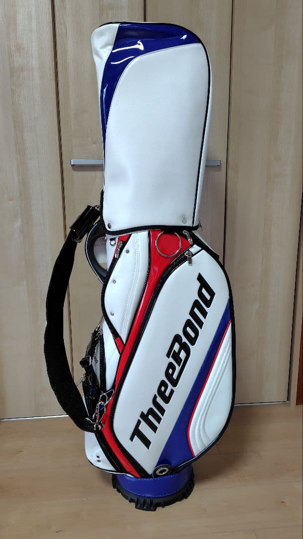申ジエモデル ThreeBond キャディバッグ ホワイト/レッド/ブルー