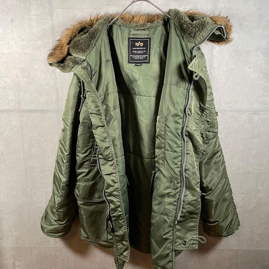 アルファ N-3B フライトジャケット XL 中綿入り カーキ 20024-21
