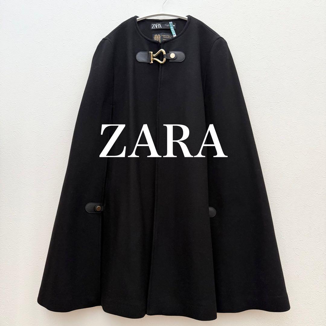 ZARA MANTECOポンチョケープコートゴールド金具即完売ブラック ZARA MANTECOポンチョ ケープ コート アウター ブラック｜Yahoo!フリマ