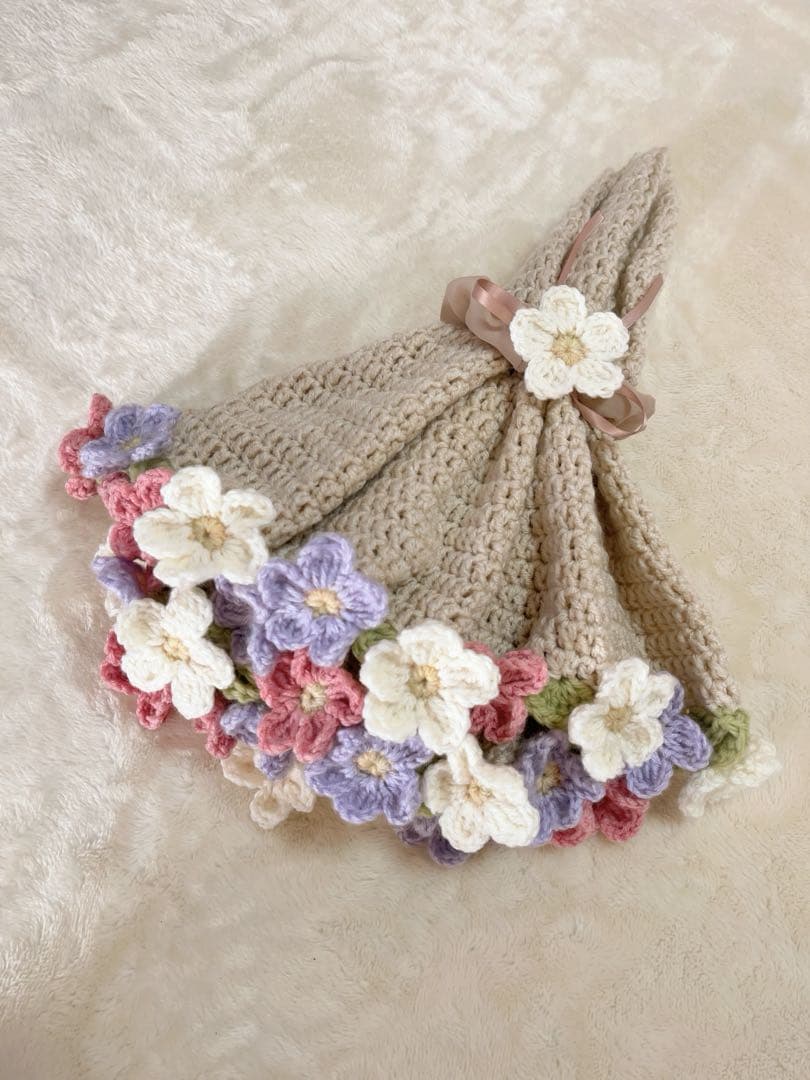 sachi様専用ページ]ブーケブランケット(アイボリー) フラワーブランケット