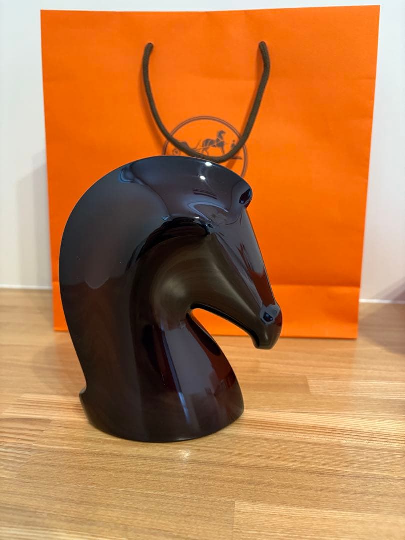 ユーミンquuさん限定【極美品】 エルメス　黒の馬の置物 HERMES エルメス ぺーパーウェイト サマルカンド インディゴ・大理石