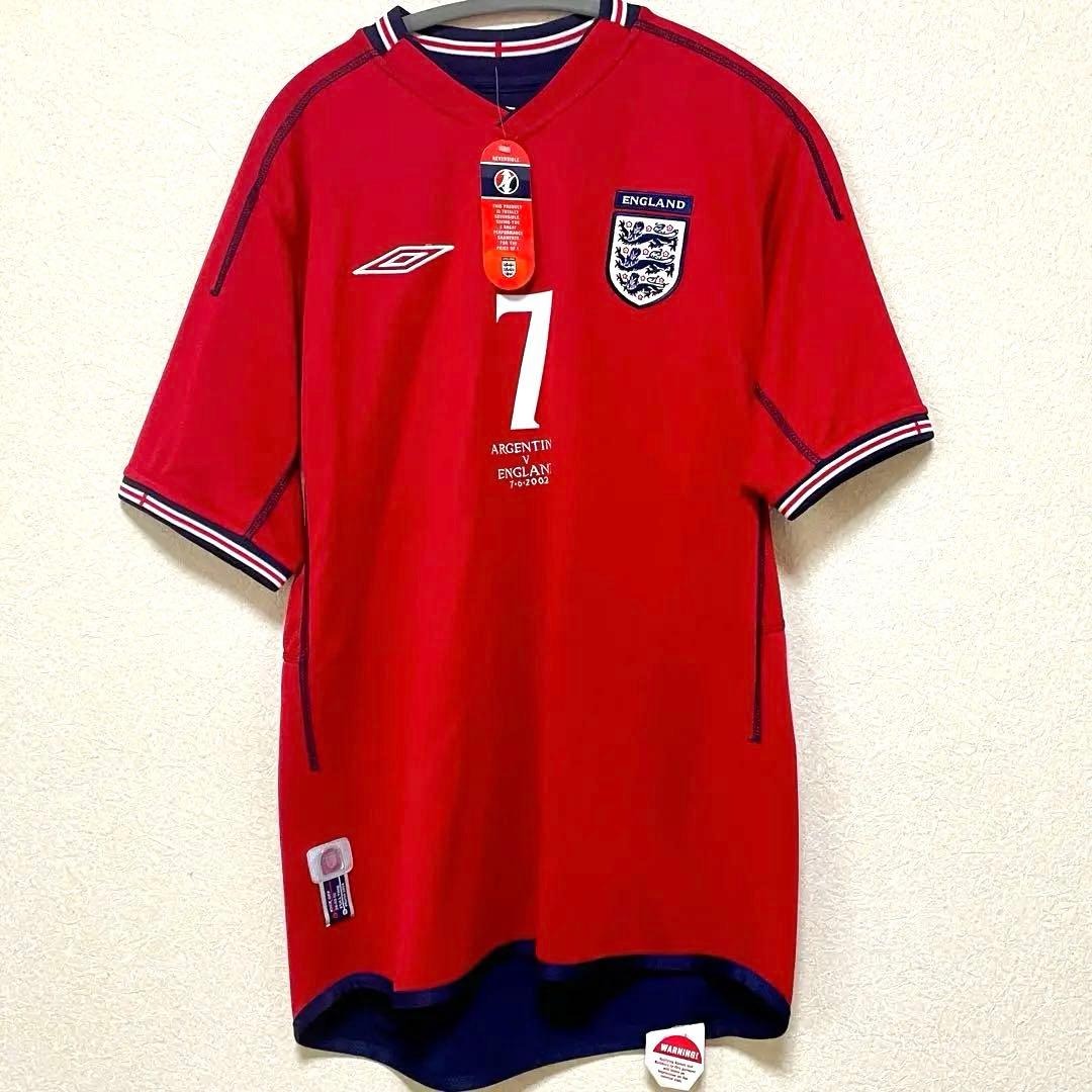 【新品タグ】02W杯ベッカム英アウェイ試合詳細刺繍　アルゼンチン戦 デイヴィッド・ベッカム ⁡ イングランド代表 2002日韓W杯 アウェイ