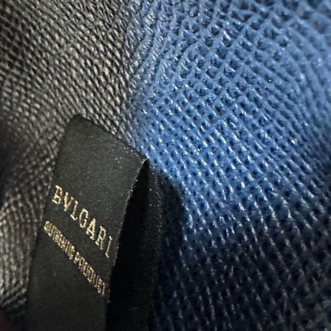 未使用級】IC搭載 ブルガリ マン グレインレザー 6連キーケース