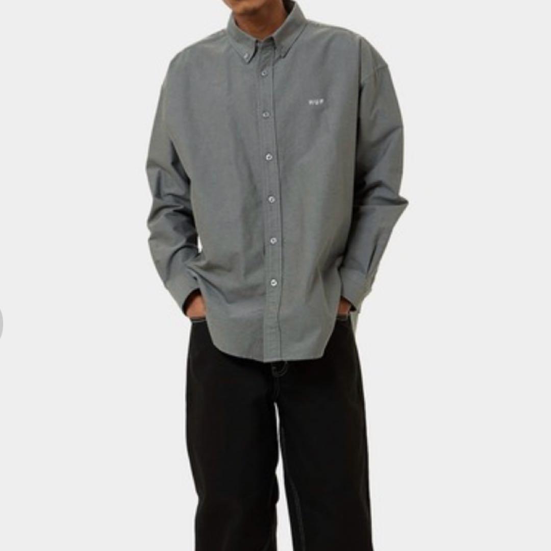 極美品 HUF ハフ シャツ 《M》 オックスフォード ロゴ 長袖 ボタンダウン