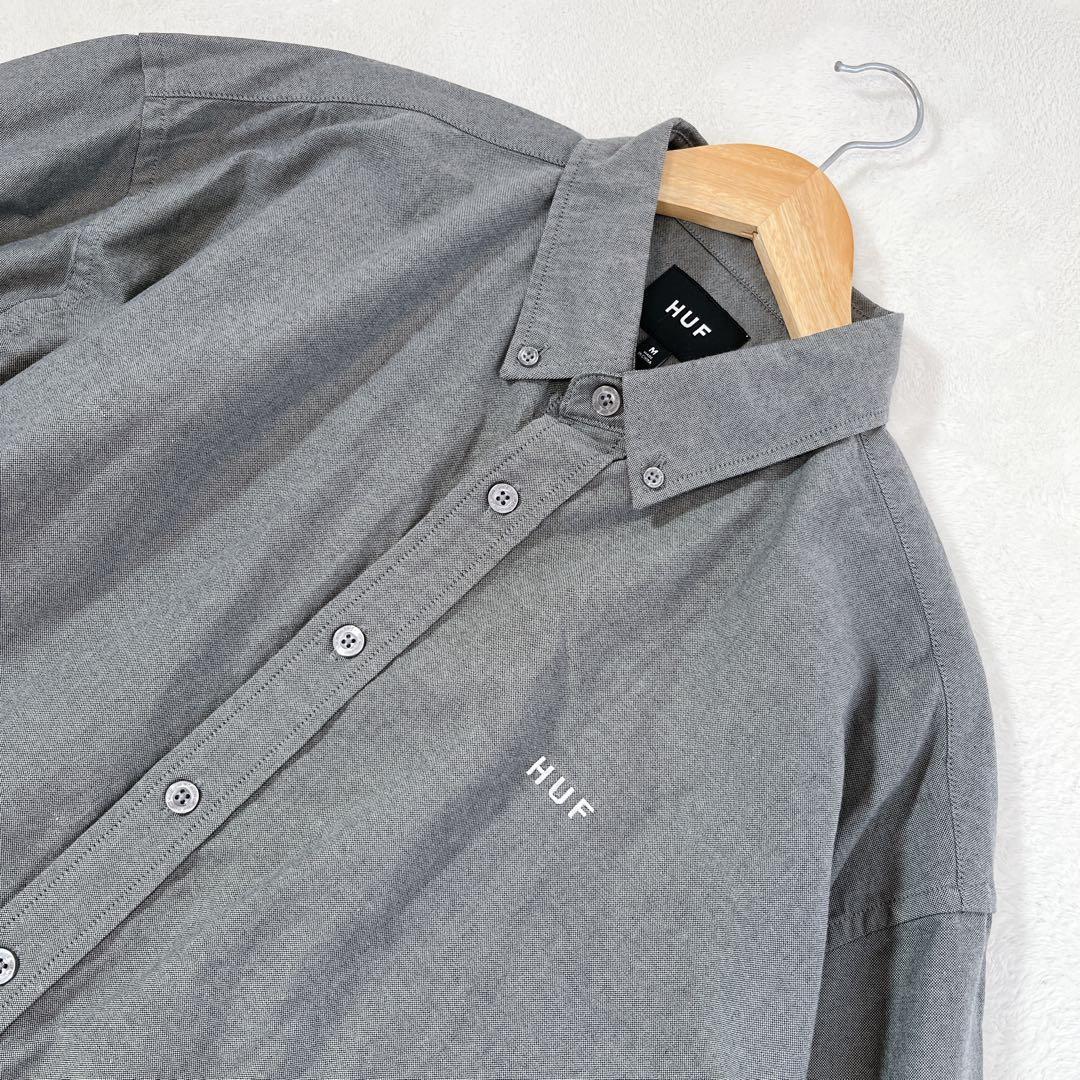 極美品 HUF ハフ シャツ 《M》 オックスフォード ロゴ 長袖 ボタンダウン