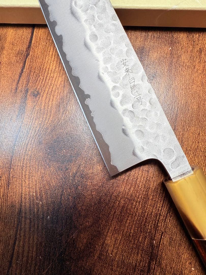助松 牛刀 切付 7寸 白紙ニ号 包丁 紫檀白水牛八角柄 - メルカリ