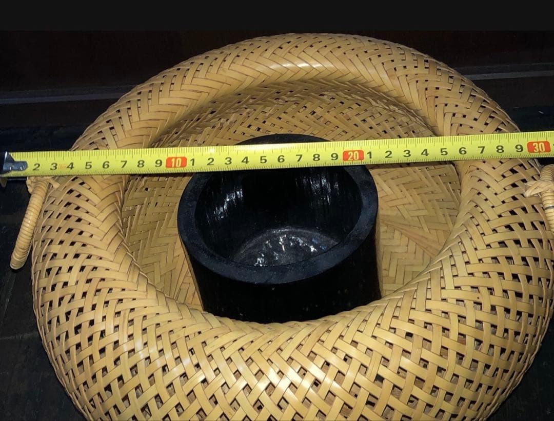 華道 英斉の刻印 生花用華道器 竹製の編み込み