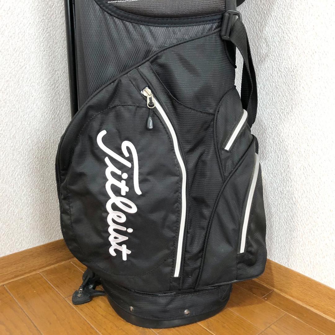 Titleist キャディバッグ 9型 6分割 レザー グレー ヘッドカバー付き