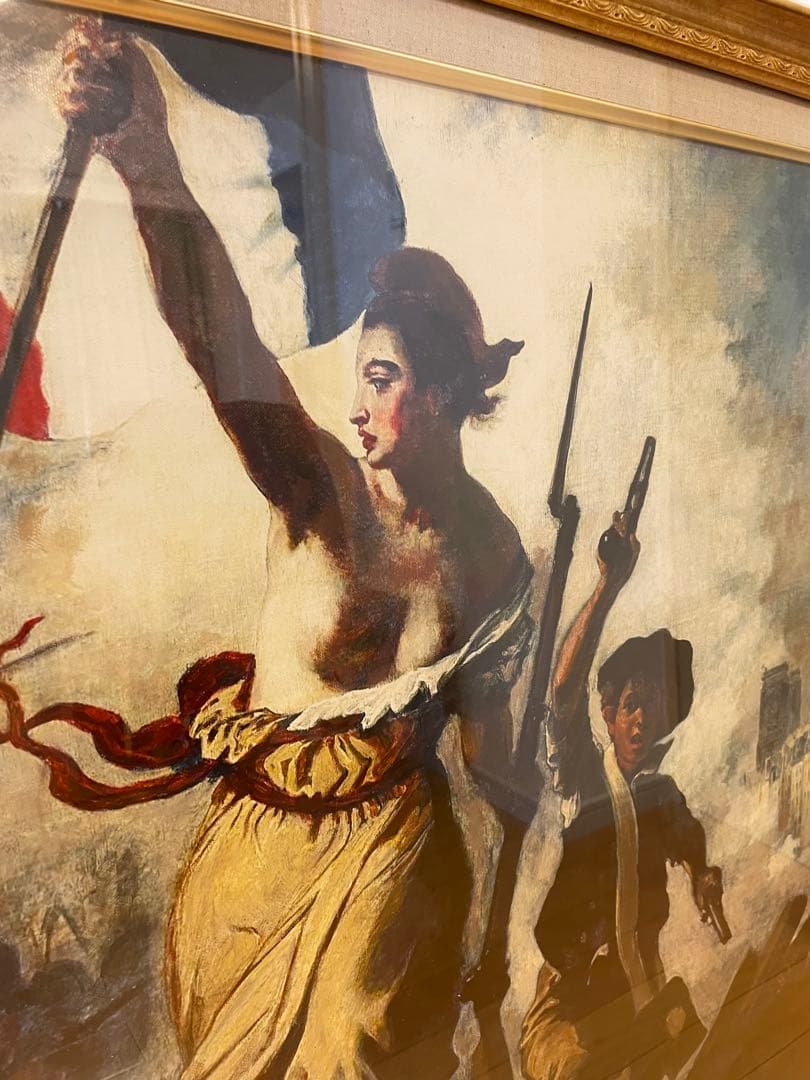 民衆を導く自由の女神ドラクロワ 額縁付レプリカ絵画 大型アート131