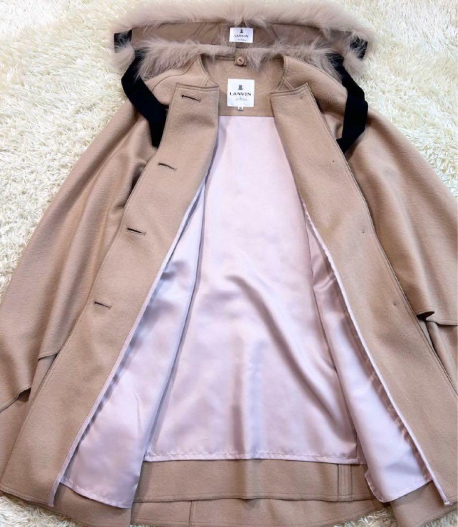 希少】LANIN カシミヤ フォックス ケープ ポンチョ コート 冬クリスマス