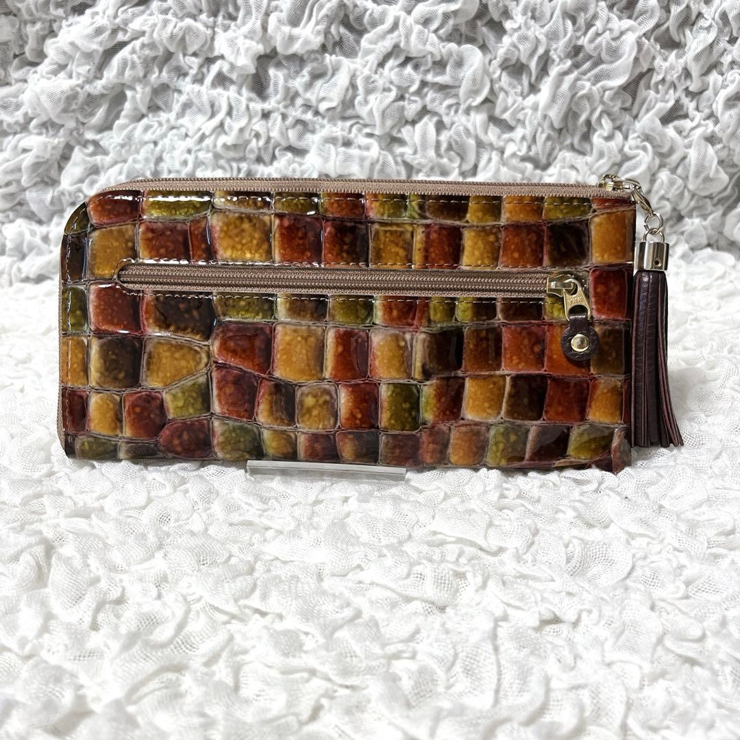 美品✨アタオ リモ ヴィトロ 長財布 セピアボルドー L字ファスナー