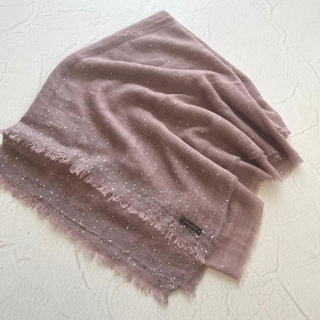 ファリエロサルティ スパンコール付 カシミヤ シルク ストール ピンク