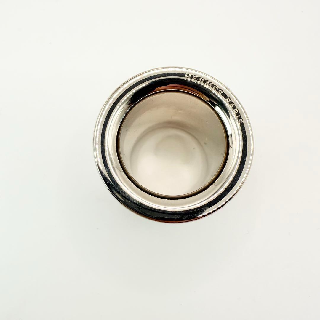 美品】HERMES エルメス スカーフリング 筒型シリンダー シルバー レザー