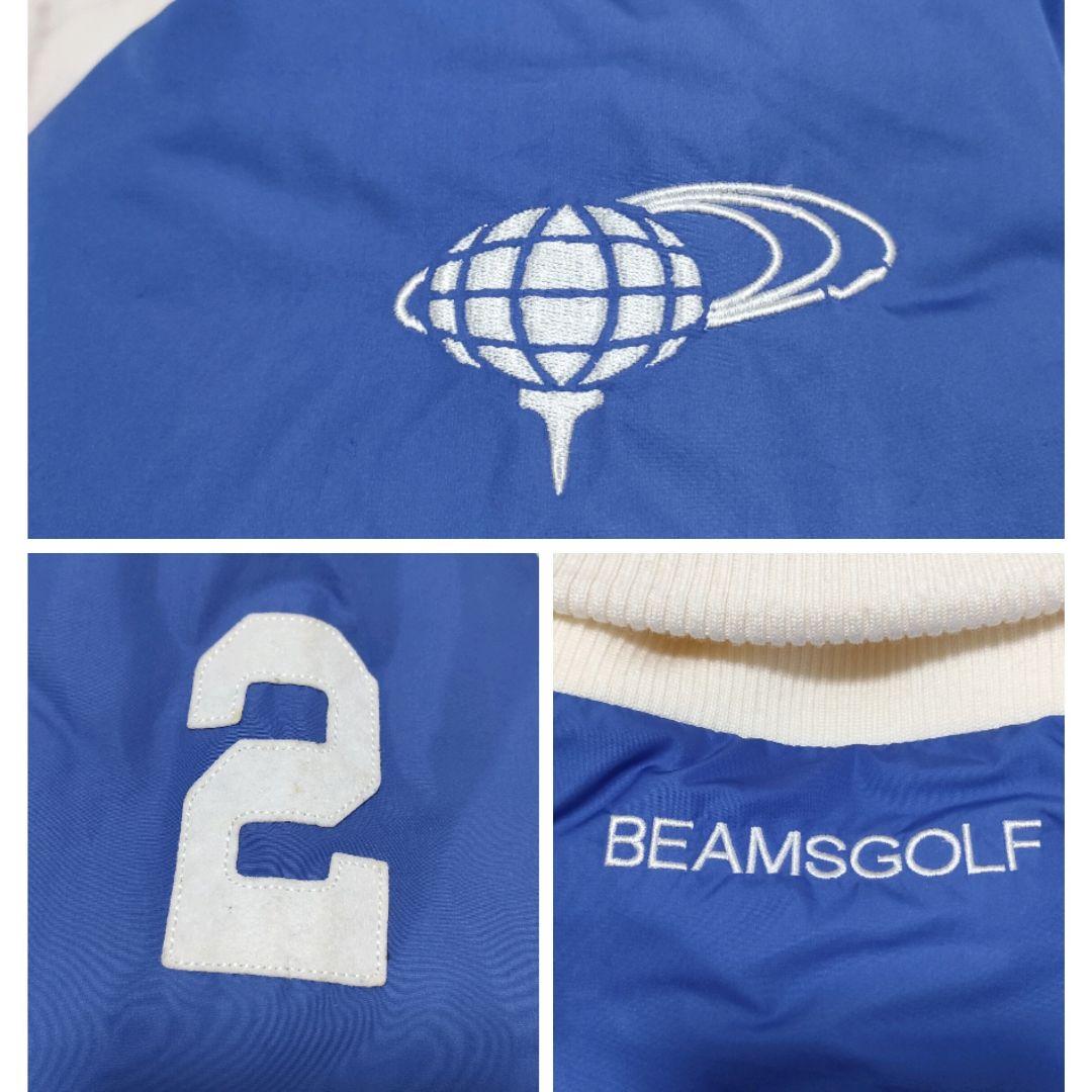 ビームスゴルフ 中綿 ジップ ジャケット ブルゾン リブ ロゴ ブルー M