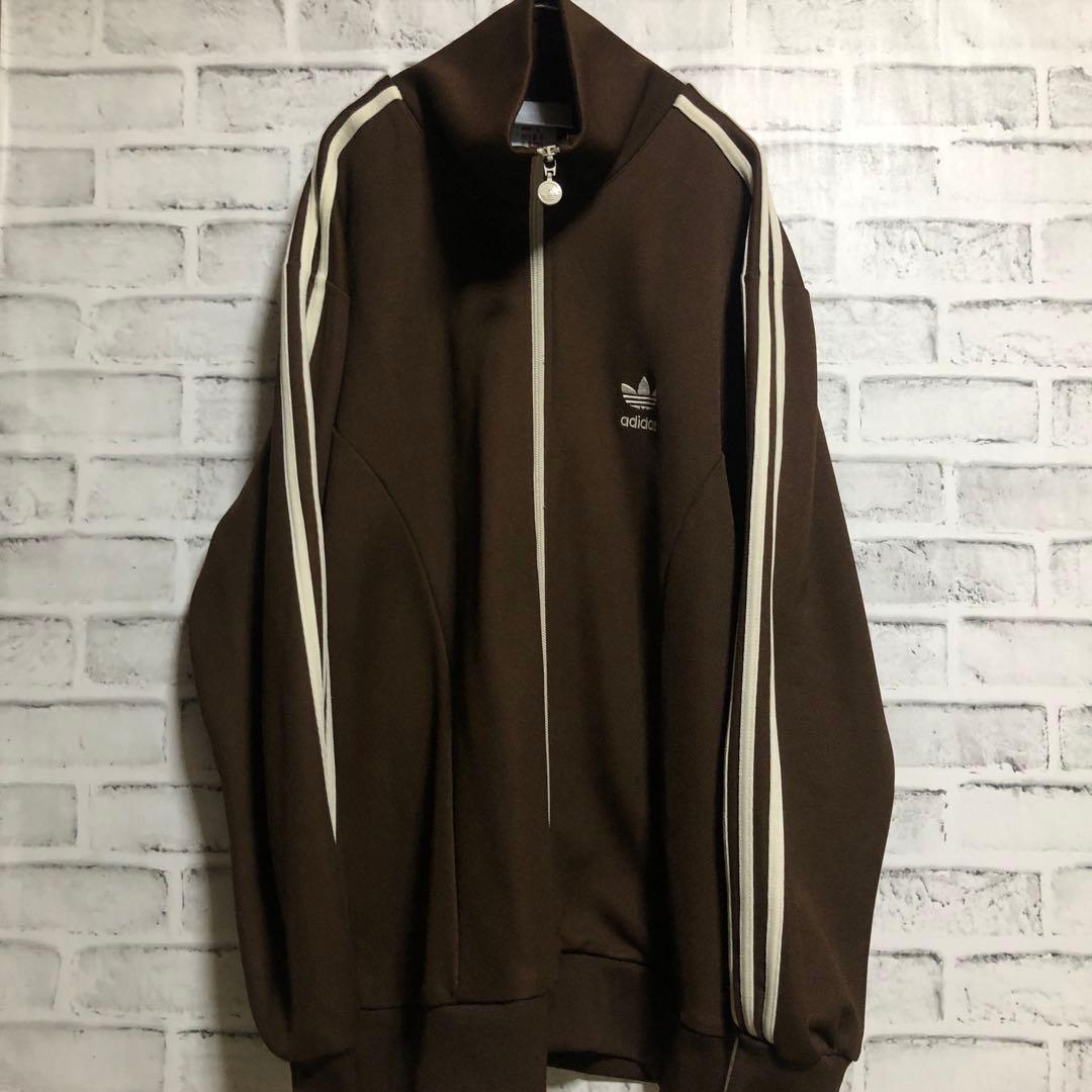 80s⭐️adidas トラックジャケット M 刺繍 vintageダークブラウン