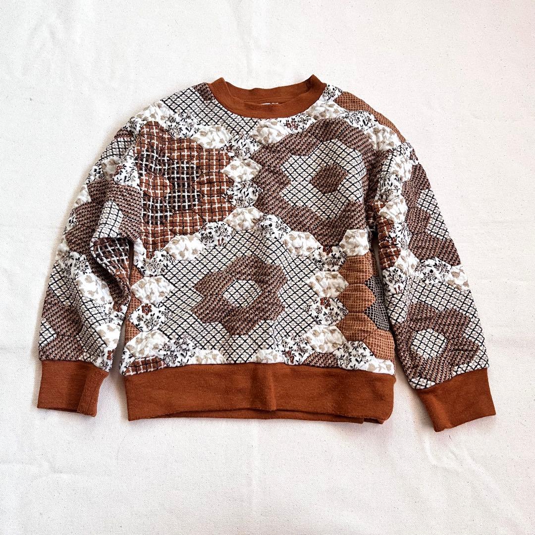 fish&kids パッチワークトレーナー fish&kids / FLOWERS AND POM POM PATCHWORK SWEAT