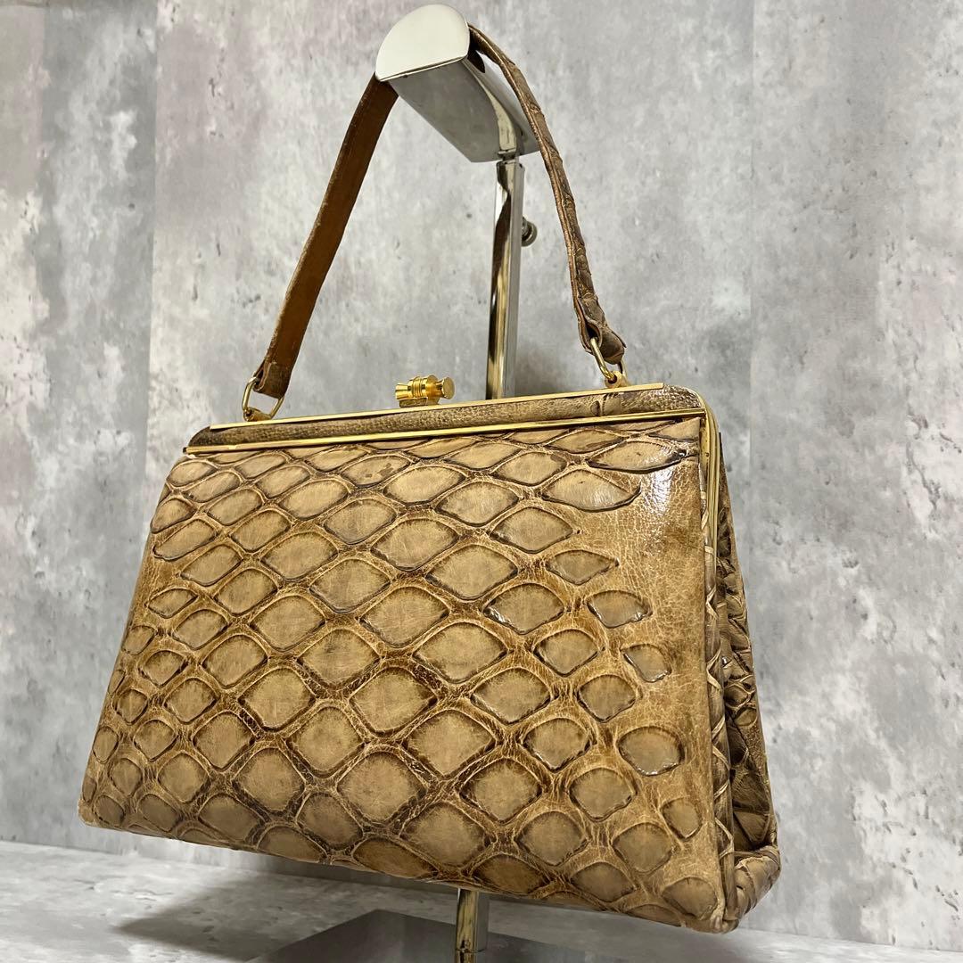 ✨希少✨穿山甲(センザンコウ) ハンドバッグ エキゾチックレザー 高級革 和装 センザンコウ 本革 ハンドバッグ エキゾチック レザー ヴィンテージ
