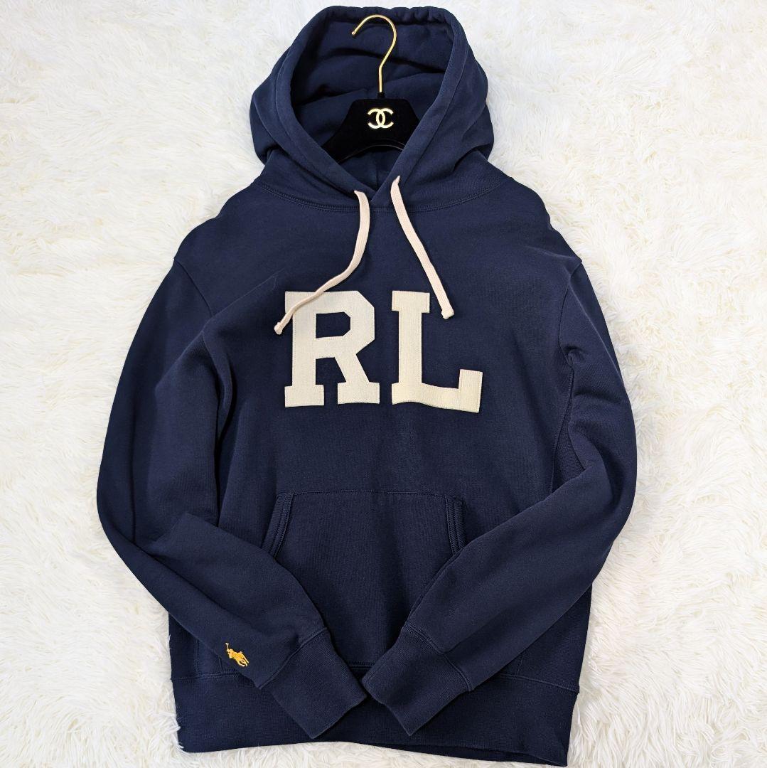 美品】ポロラルフローレン パーカー ネイビー RLロゴ ポニー刺繍 裏