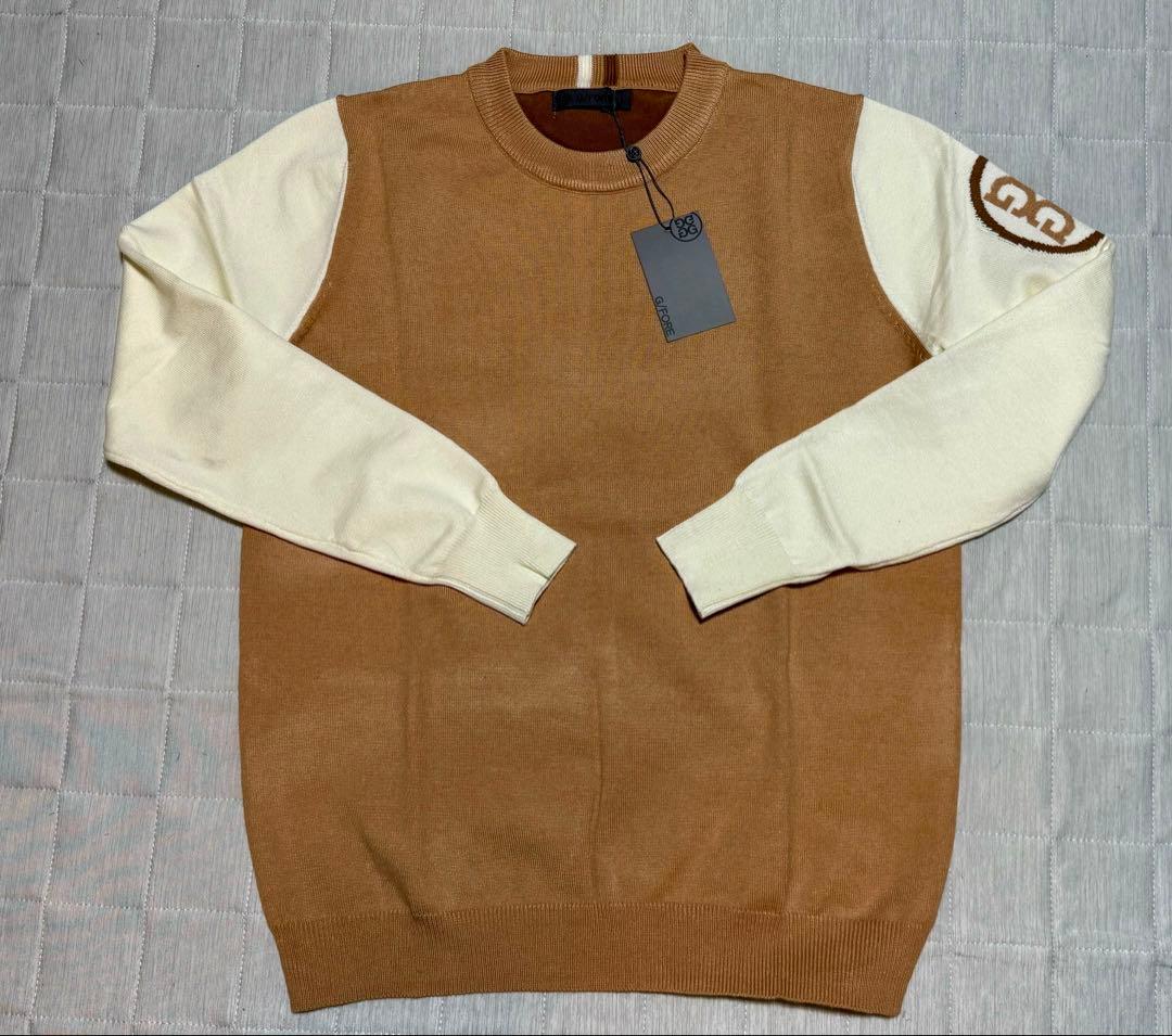 【新品】G/FORE ジーフォア　ニット　セーター　バイカラー ツートン ゴルフ ジーフォア（G FORE）（メンズ）ゴルフウェア G monogram 長袖クルー