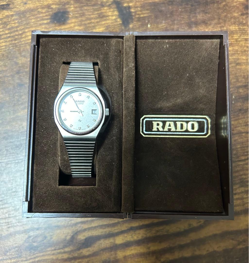 RADO クォーツ時計 シルバー 中古・古着通販】RADO (ラドー) スクエア シルバー 2針 デイト コンビ