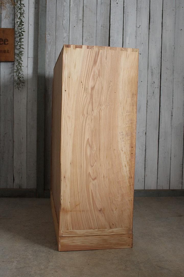 古い木枠のガラス戸棚 木製引き出し6杯 食器棚 本棚 キャビネット 古