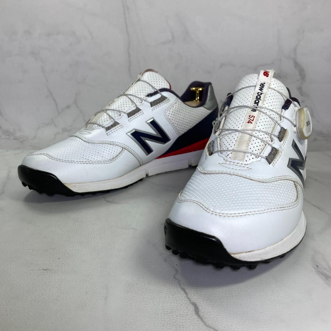 【美品】new balance ゴルフシューズ 26.0㎝ 白/紺/赤 New Balance（ニューバランス） ニューバランスゴルフ ゴルフシューズ