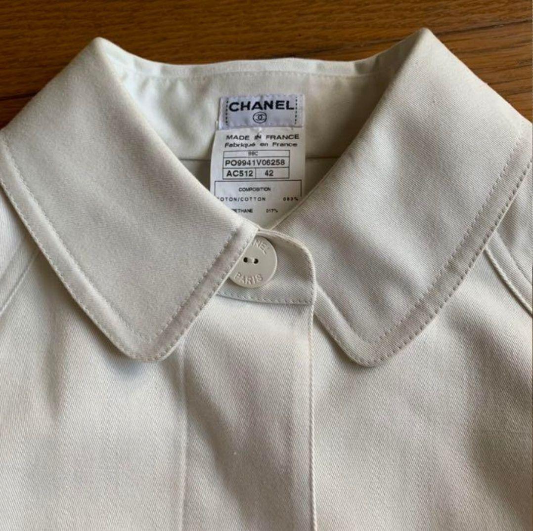 91 CHANEL シャネル Aライン ロングコート 42 白 - メルカリ