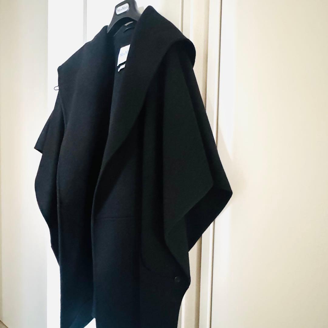 最終価格○MaxMara○白タグ○ブラック○フード付き○ケープ○コート