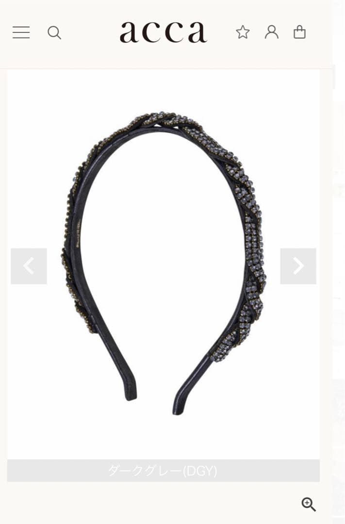 【新品・未使用】 acca トアメーム カチューシャ acca（アッカ） #anza カチューシャ 黒 ラインストーン ヘア