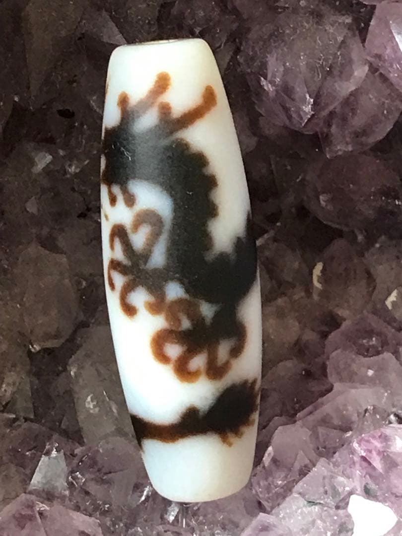 希少高級天珠‼️五爪白龍神天珠 約38×13mm 希少