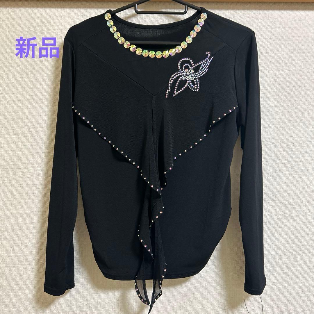 ストーン装飾付き、社交ダンス黒レッスンウェア - メルカリ