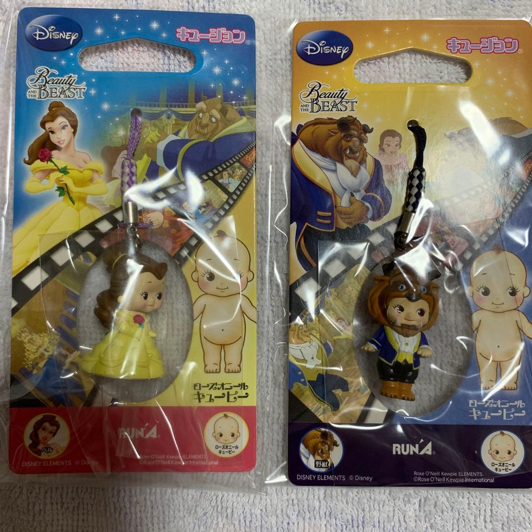 キュージョン　ディズニー　美女と野獣 キューピー　根付けストラップ ローズ・オニール キューピー キュージョン ディズニー コラボ 根付