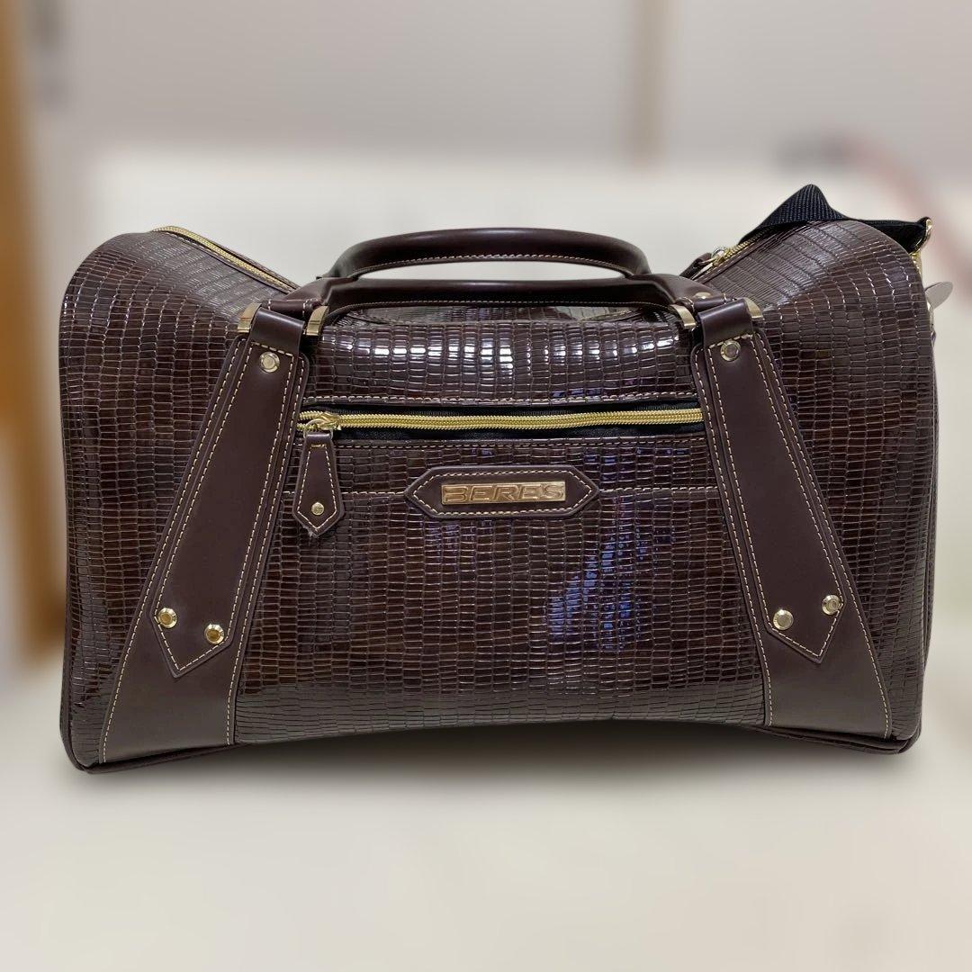 本間ゴルフ　BERES クロコダイル風ゴルフバッグ 中型 BERES ゴルフバッグ 黒/ゴールドクロコダイル風 本間ゴルフ