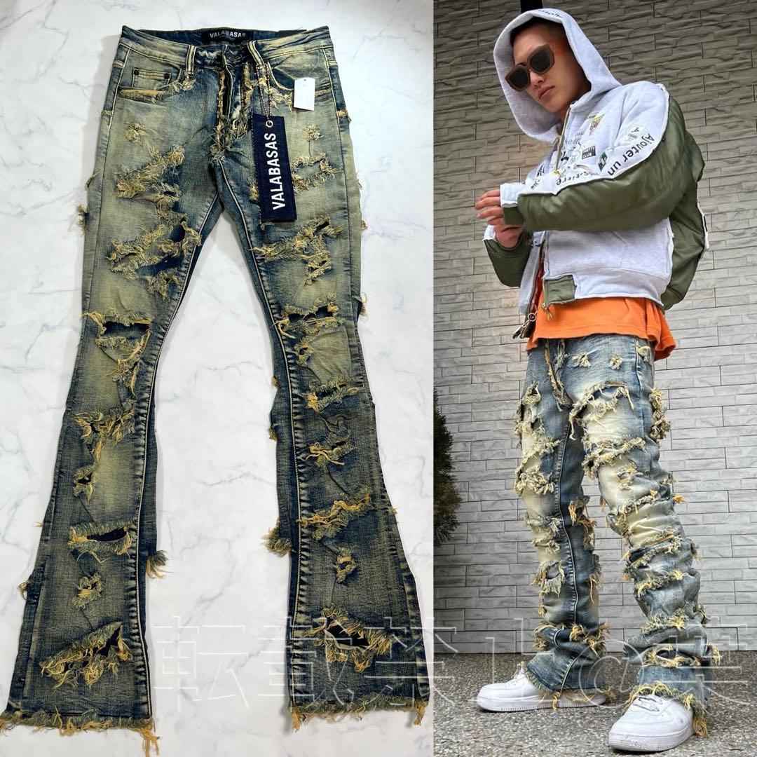 VALABASAS バラバサス ハードクラッシュスタックフレアデニム 新品 29