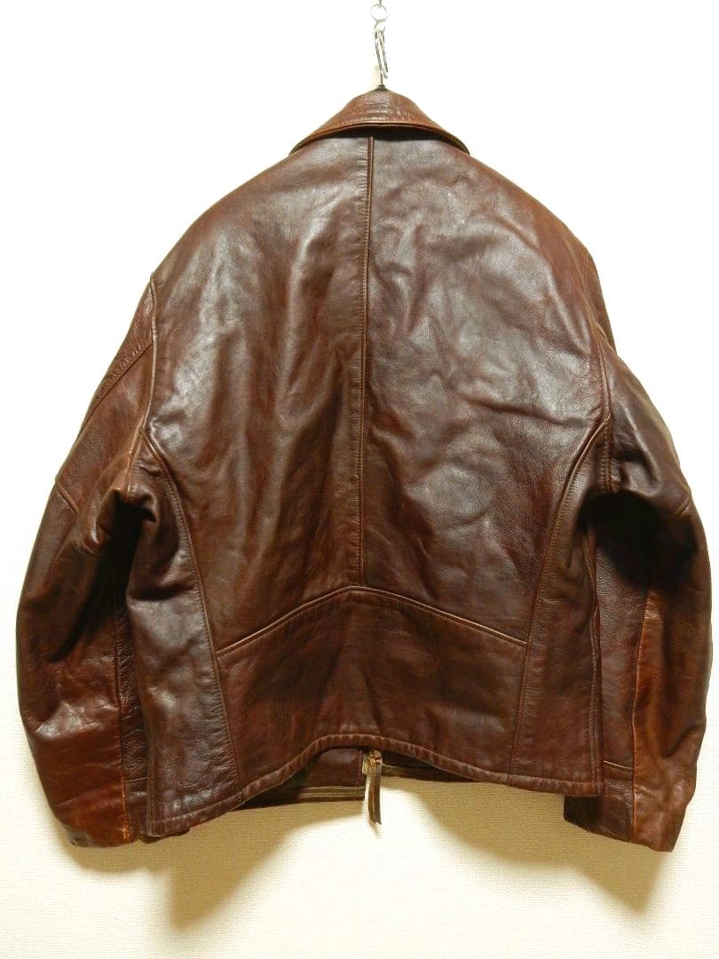 ショットschott襟付シングルライダース634トラッカージャケット42赤茶