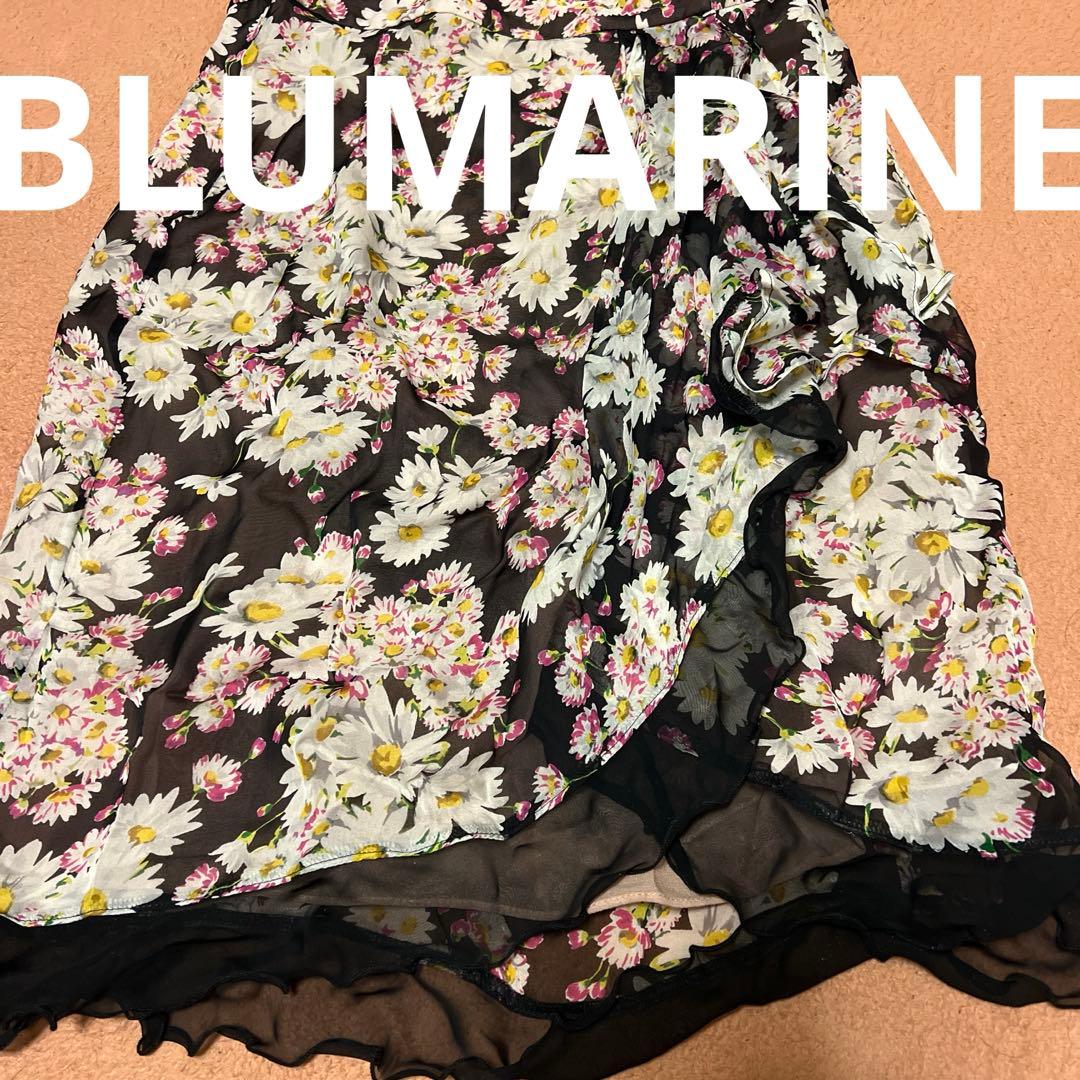 Blumarine 花柄 シルクシフォン フリルフレアスカート スカート】 花柄 総柄 ティアード フリル フレア ロング シフォン
