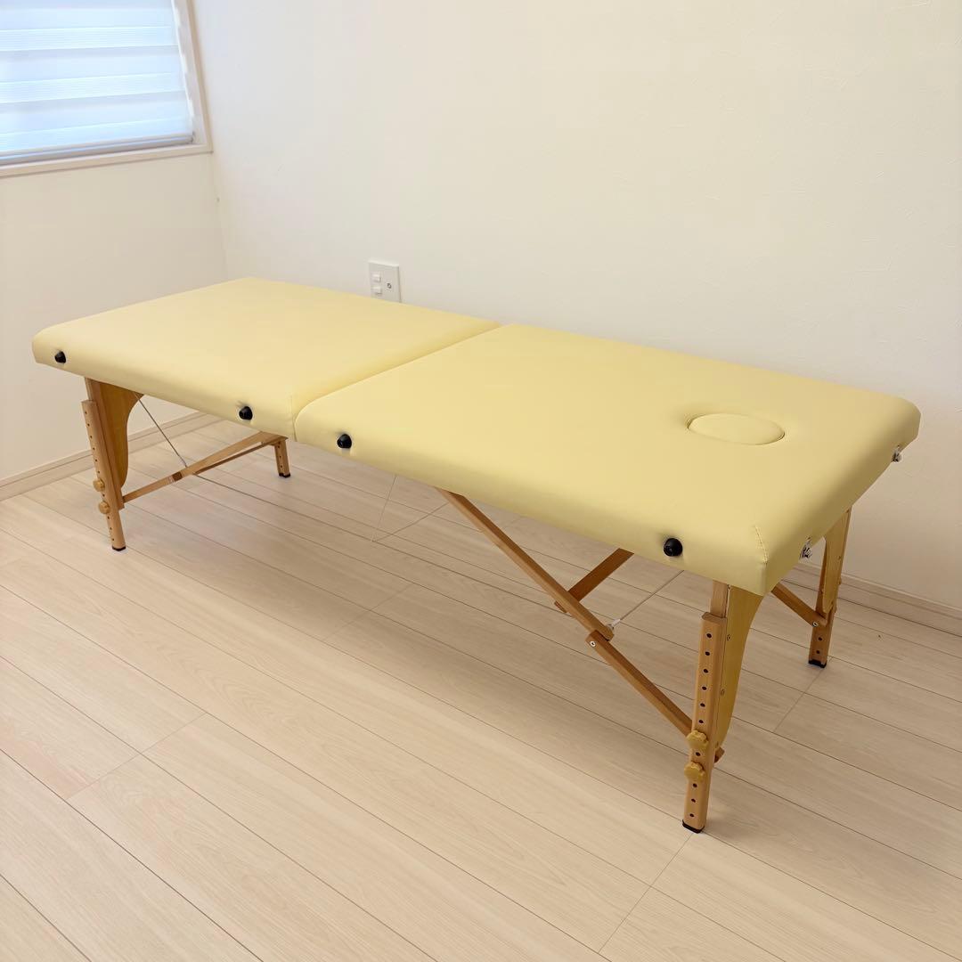 SEVEN BEAUTY 折りたたみ施術ベッド 軽量 折りたたみ マッサージベッド (木製)(有孔) バニラ 長さ185×幅70
