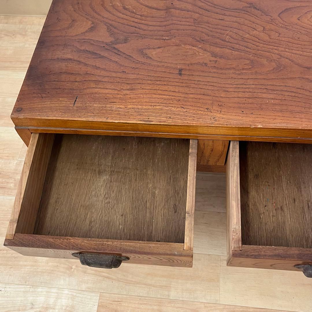 和製アンティーク 鍵付き 片袖机 ローテーブル 文机 座机 ワークデスク