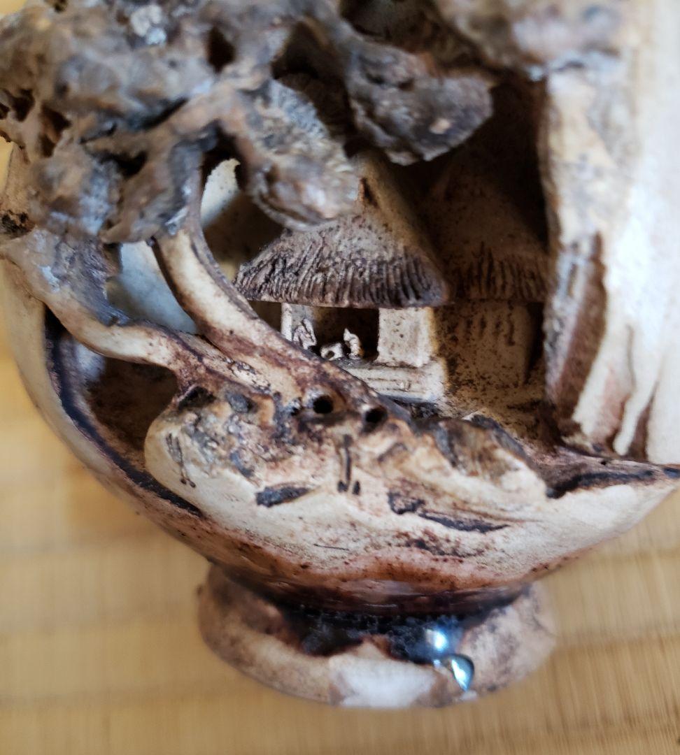 no199 厳島神社 宮島焼の 山居囲碁超細密彫刻 徳利 - メルカリ