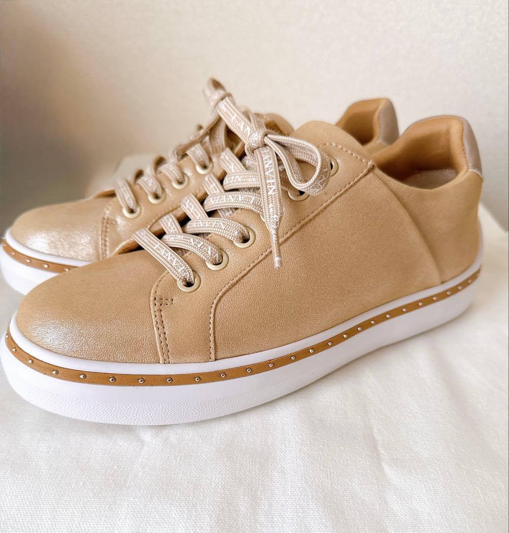 最終値下げ LANVIN en Bleuラメ入りスニーカーベージュ 24.5cm