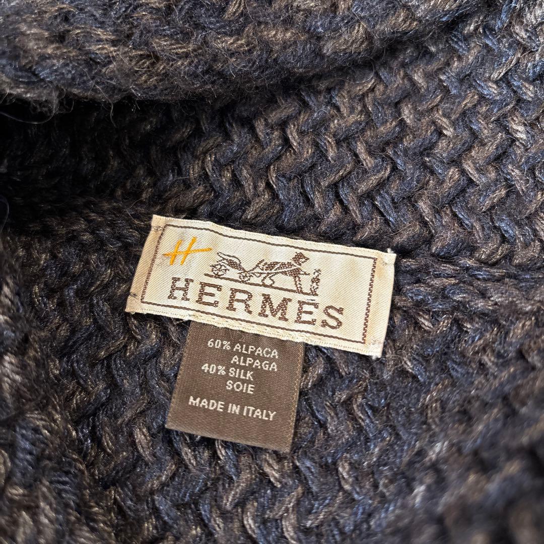 HERMES ネイビー スヌード ブラウン マフラー-入荷予定