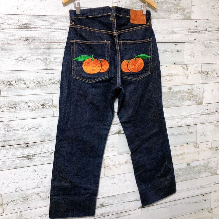 みかん耳】evisu エヴィス エビス ジーンズ オレンジ 刺繍 カモメ